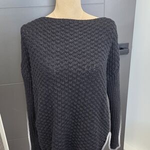 Black Textured Knit Boatneck Women’s Sweater